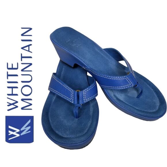 White Mountain Women's Blue Suede Heeled Sandals 7M - Picture 1 of 13